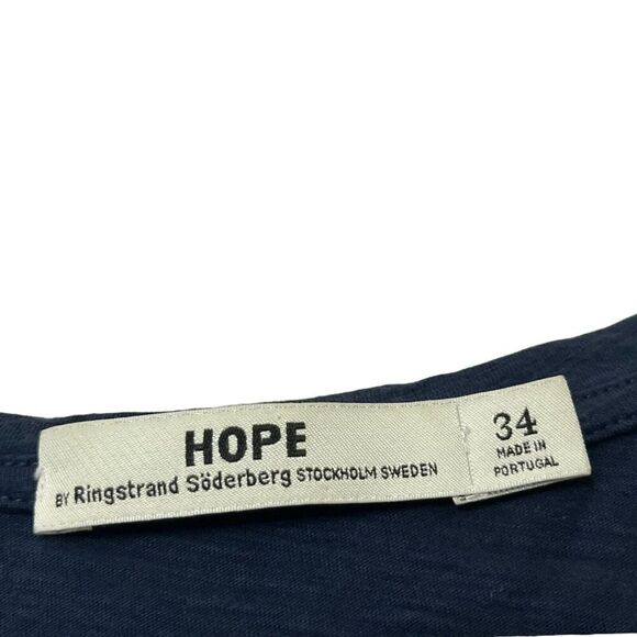 Hope by Ringstrand Soderberg V-Neck Tee Navy Blue Women’s Size 2 FR34 Cotton - Picture 8 of 9